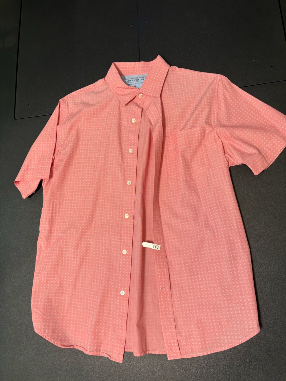 Banana Republic Coral Pink Short-Sleeve Button-Down Shirt